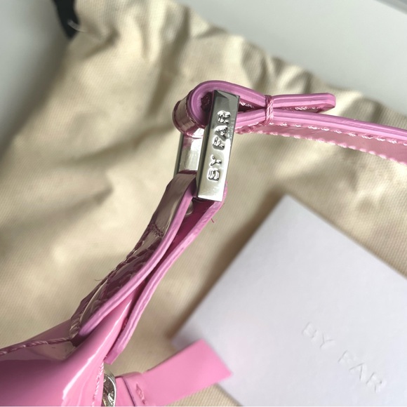 NEW BY FAR Baby Amber Patent Leather Shoulder Bag in Flamingo Pink - Picture 9 of 16